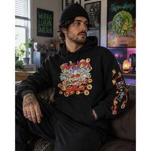 Rick and Morty Adult Swim Evil Eye Black Hoodie 2019 Men's Medium Graphic